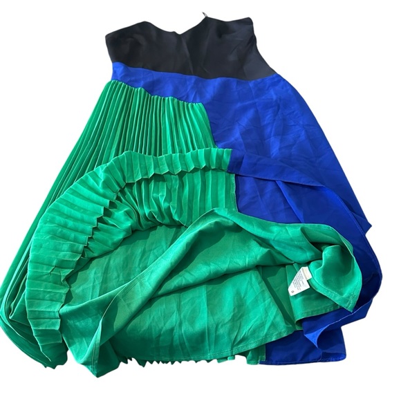 CUSHNIE For Target Colorblock Pleated Midi Dress Navy/Green NWT Sz 10 Modern - Picture 6 of 12